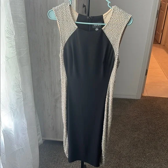 xscape sleeveless midi dress Xscape navy blue halter neck sleeveless hi- lo midi dress SZ 4